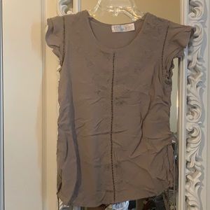 Coffee Colored Embroidered Blouse